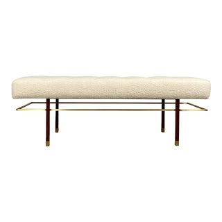 Harvey Probber Brass Frame Bench in Boucle For Sale