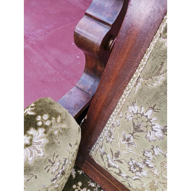 Italian Art Nouveau Sofa Bed in Damask Fabric For Sale - Image 13 of 18