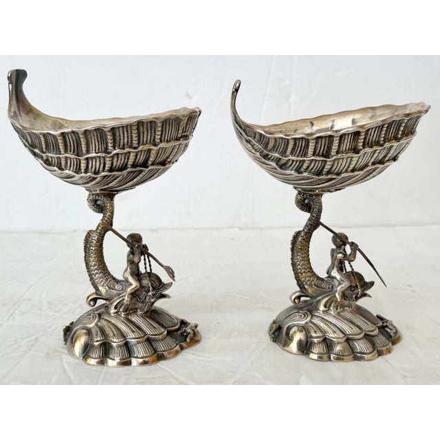 Grotto Metal Footed Dish - a Pair For Sale - Image 4 of 10