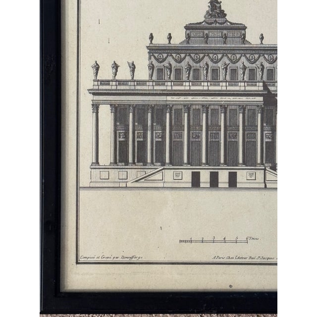 Pair of Antique French Neoclassical Architectural Engravings – Theatre & Basilica Facades, Framed For Sale In Los Angeles - Image 6 of 10