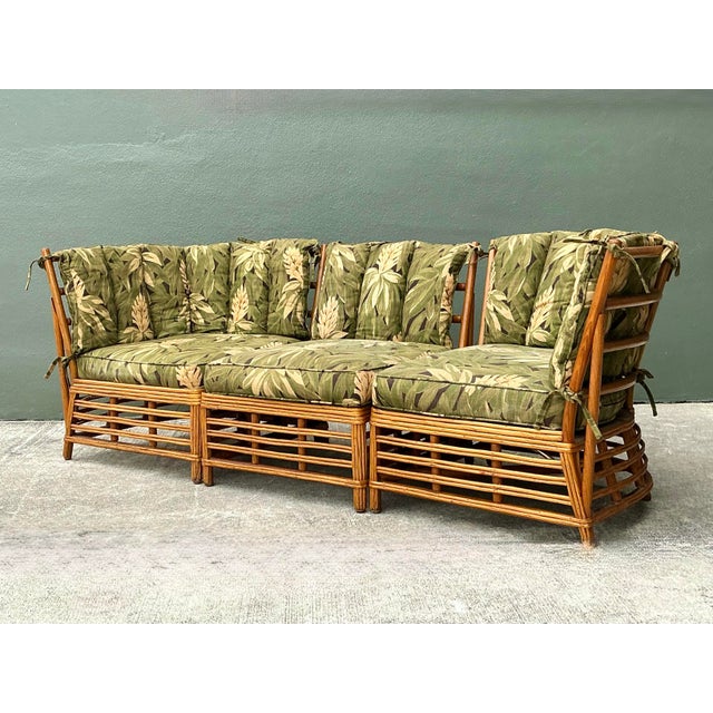 Vintage MCM Stuck Rattan Sofa For Sale - Image 12 of 12