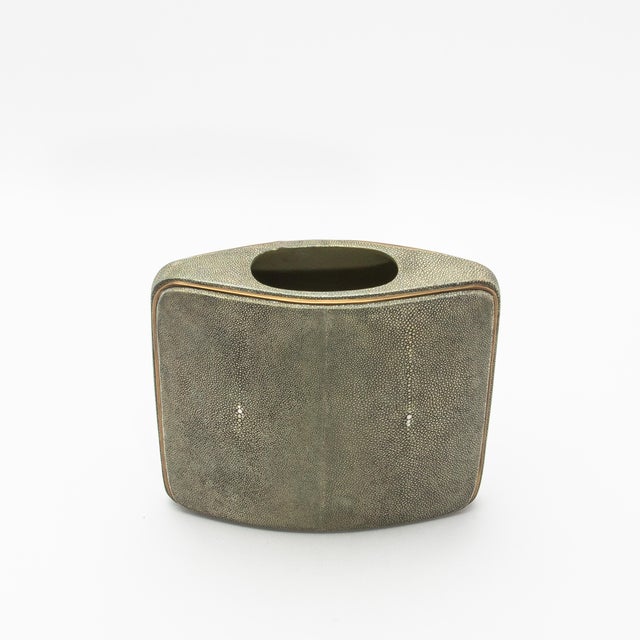 Shagreen Vase With Brass Details by R&y Augousti For Sale In Los Angeles - Image 6 of 7
