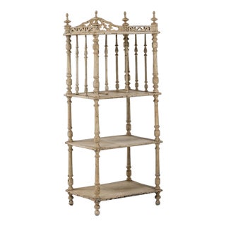 1880s French White Patinated Oak Shelf For Sale
