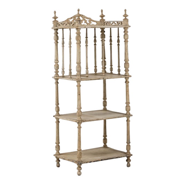 1880s French White Patinated Oak Shelf For Sale
