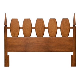 Mid Century Modern Walnut and Burl Queen Headboard by Young For Sale