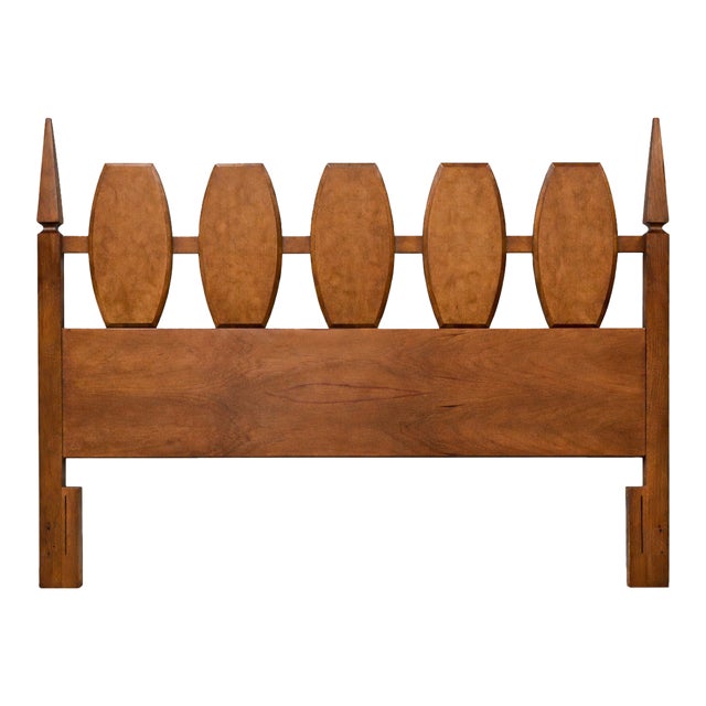 Mid Century Modern Walnut and Burl Queen Headboard by Young For Sale