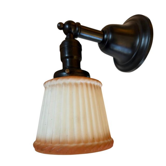 1920s Circa 1920’s Cased Glass Wall Sconce With Apricot Trim For Sale - Image 5 of 6