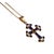 Vintage 14k Yellow Gold Blue Enamel Cross Pendant With Garnet Center & 16" Cable Chain For Sale In New York - Image 6 of 9