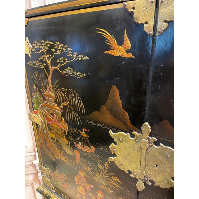Exceptional Fitted Interior - English Chinoiserie Cabinet on Stand For Sale - Image 9 of 12