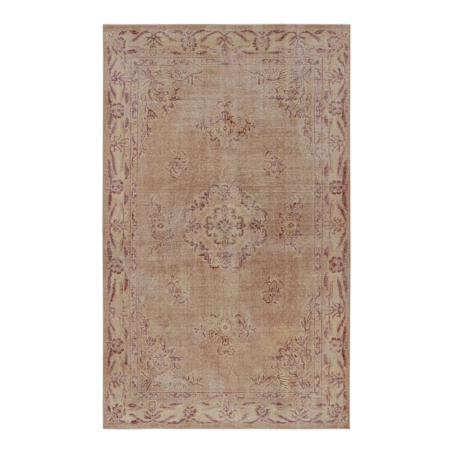 Vintage Zeki Müren Rug in Pink With Floral Medallion, From Rug & Kilim For Sale
