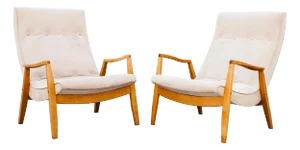 1960s Vintage Mid Century Milo Baughman Attributed Scoop Chairs in Alcantara Suede - Set of 2