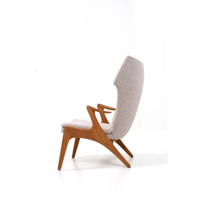 Wood Danish Wing Chair in Oak by Kurt Østervig, 1950s For Sale - Image 7 of 10