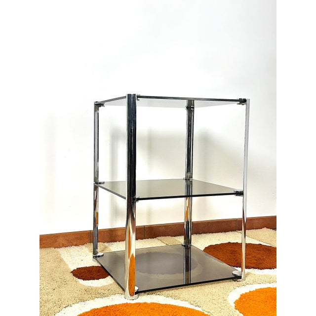 Chromed Steel Coffee Table with Smoked Glass Tops by Ari Colombo for Arflex, Italy, 1968 For Sale - Image 6 of 11