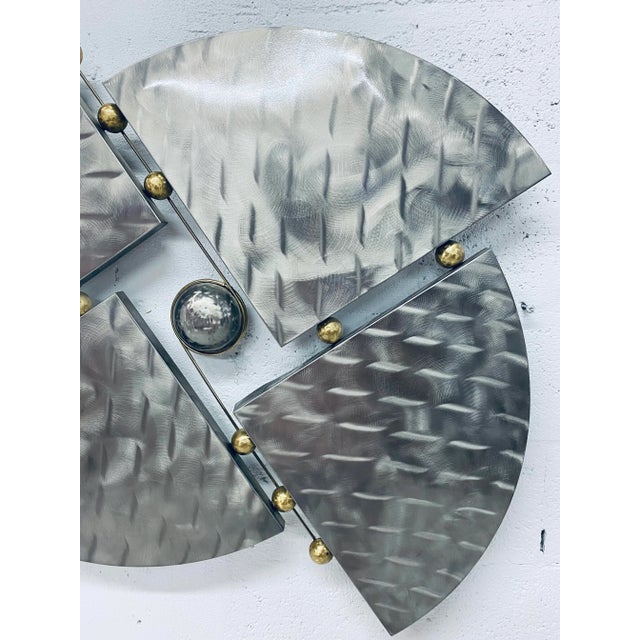1990s Mid90s Contemporary Steel and Brass Wall Sculpture For Sale - Image 5 of 12