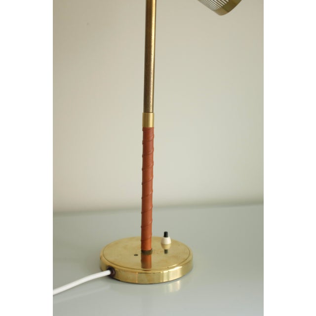 Mid-Century Modern 1950s Brass and Leather Table Lamp Asea For Sale - Image 3 of 10