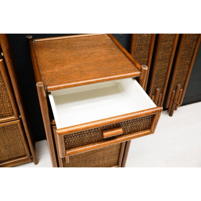 Rattan Wardrobe Set, Italy, 1970s, Set of 6 For Sale - Image 9 of 10