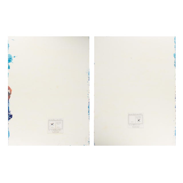 Blue 1989 “Wildflower Mountain” Abstract Acrylic Landscape Diptych by Harry Hilson For Sale - Image 8 of 9