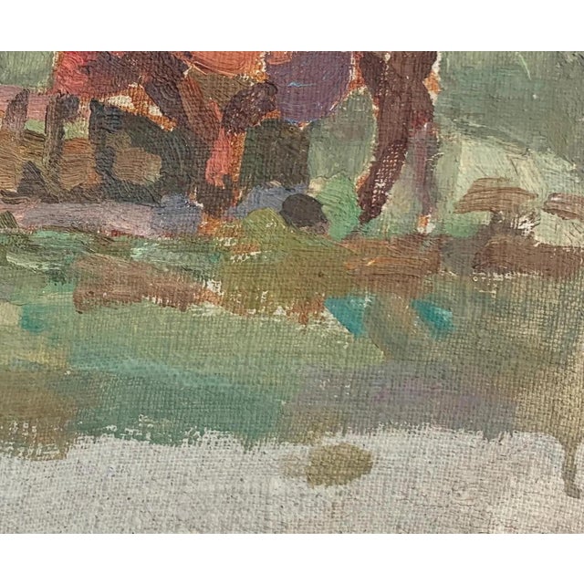 Vintage Ukrainian Impressionist Oil Painting, Rural Landscape, 1960s 16-20 For Sale - Image 6 of 6