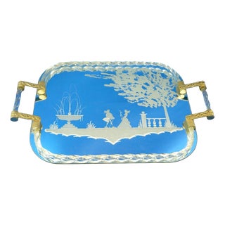Large 20th Century Mirrored Tray in Murano Glass and Gilded Brass attributed to the Barovier & Toso Glassworks, Italy, 1940s For Sale