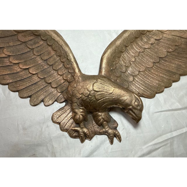 Very Heavy Vintage Solid Bronze Wall Mount American Bald Eagle Bird Brass Statue For Sale In New York - Image 6 of 7