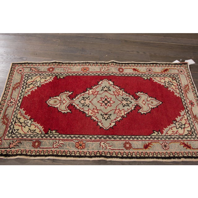 Red Vintage Oushak Handmade Wool Rug For Sale - Image 4 of 7