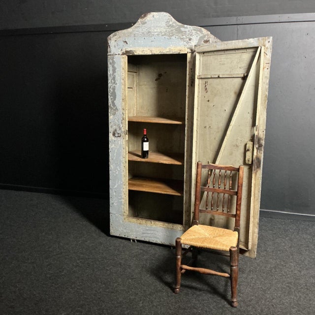 Decorative Paint Steel Cupboard, 1880, in Worn conditions. Designed before 1890