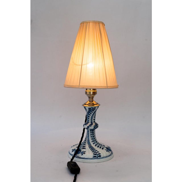 Table Lamp with Fabric Shade from Meissen Porcelain, Germany, 1950s For Sale - Image 9 of 16