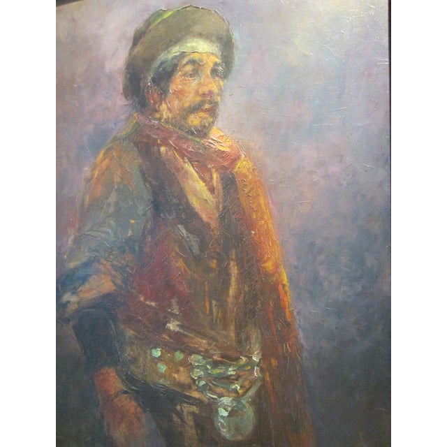 Textile Impressionist Ethnic Portrait Oil on Canvas Signed Mariano Folque For Sale - Image 7 of 17