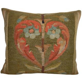 1880 Antique Aubusson Pillow - 20'' X 17'' For Sale