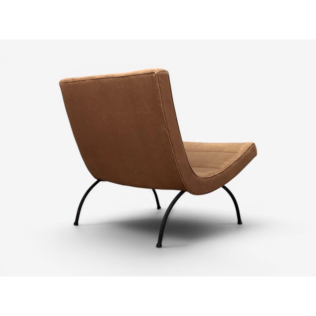 Metal Milo Baughman, Scoop Lounge Chair, Iron, Brown Fabric, Usa, 1950s For Sale - Image 7 of 10