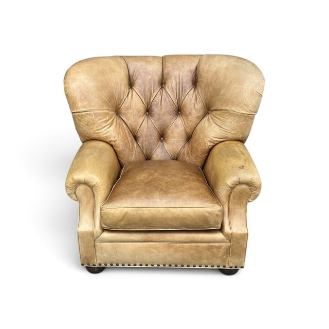 1980s Ralph Lauren Style Leather Writer's Chair Wingback a-Pair For Sale - Image 9 of 18