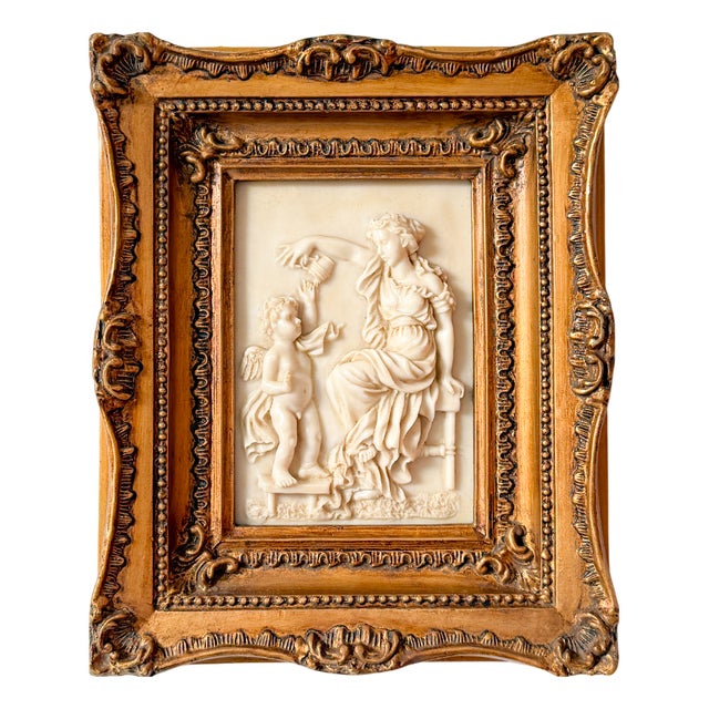 Vintage Framed Figural Relief Wall Plaque, 1960s For Sale