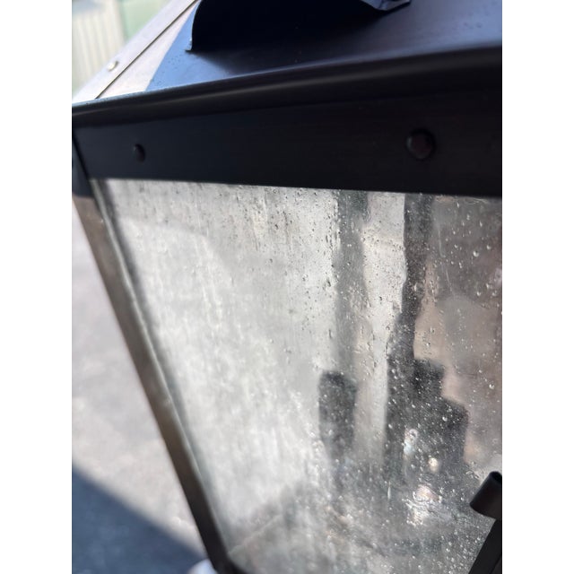 Metal Wall Mount Bronze Carriage Lantern Light Fixture- Hardwired For Sale - Image 7 of 12