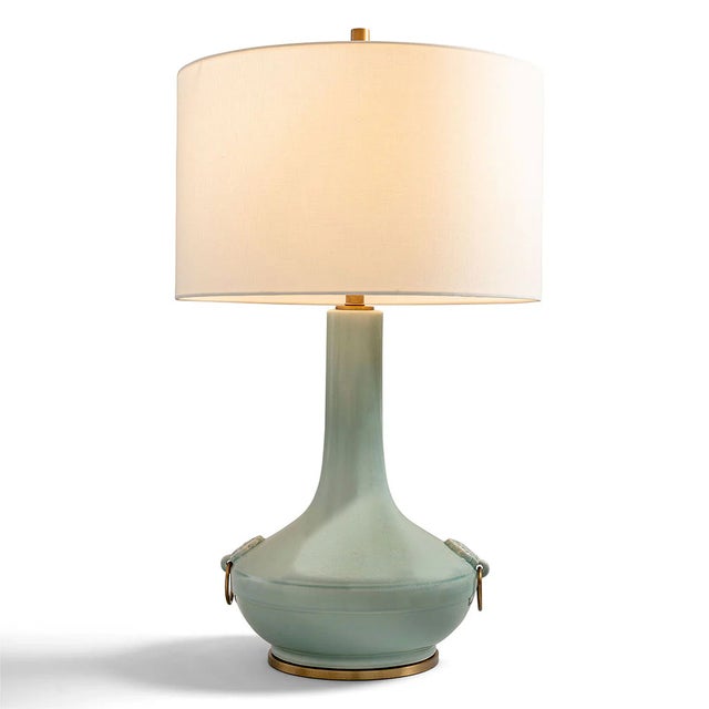 Ceramic Lotus Celadon Lamp For Sale - Image 7 of 7