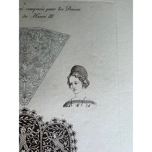Mid 19th Century French Etching Reproduction of Embroidery Patterns in the Court of Henry III by Nicolas Xavier Willemin For Sale - Image 4 of 6