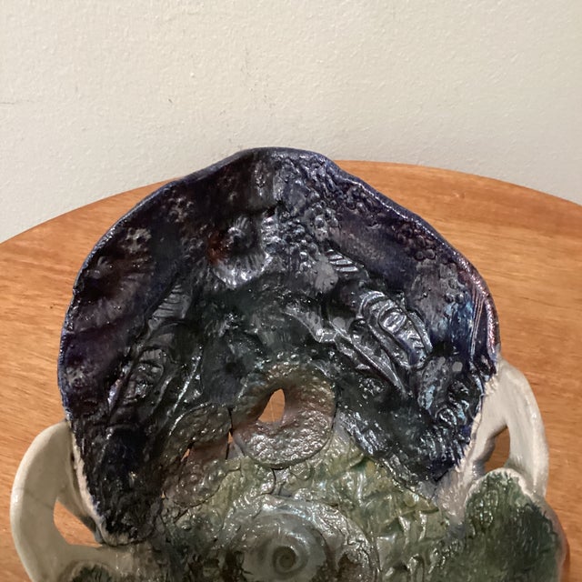 Vintage Raku Style Pottery Hand Crafted Multi Fired Stoneware Bowl With Glaze and Luster For Sale In Chicago - Image 6 of 12