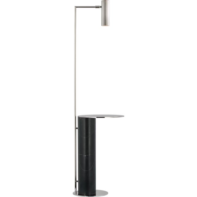 Modern Kelly Wearstler by Visual Comfort Signature Alma Tray Table Floor Lamp in Polished Nickel and Black Marble For Sale - Image 3 of 3
