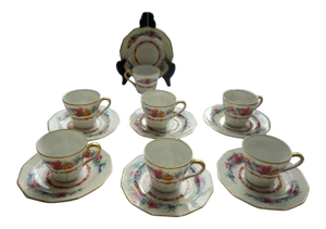 1900s C. Ahrenfeldt Limoges Demitasse and Saucers for Wright Tydale & Van Roden - Set of 6
