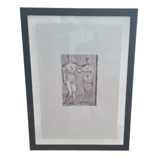 Henry Moore, Nude Two Standing Figures: Man and Woman, 1981, Lithograph, Framed For Sale