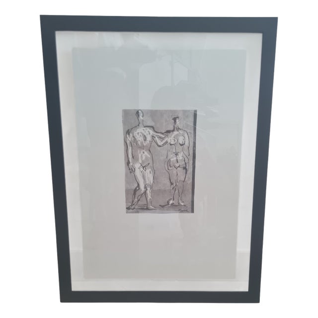Henry Moore, Nude Two Standing Figures: Man and Woman, 1981, Lithograph, Framed For Sale