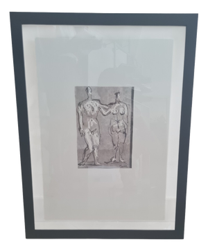 Henry Moore, Nude Two Standing Figures: Man and Woman, 1981, Lithograph, Framed