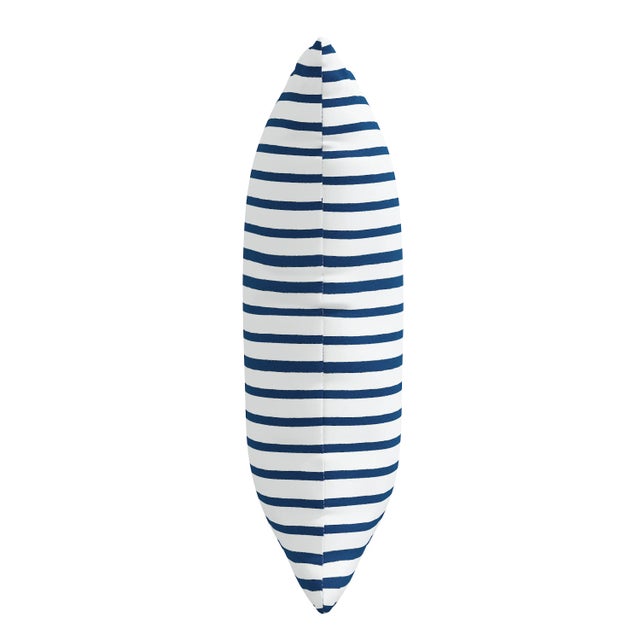 20" Outdoor Pillow - Polyester Insert in navy nautical stripe- is durable and water resistant for any weather. Spot Clean...