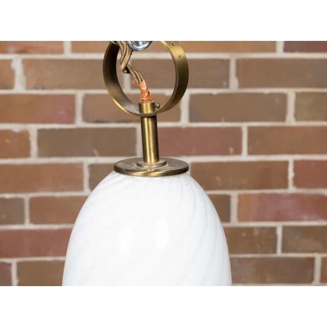 Mid 20th Century Italian Mid Century Modern Murano Glass White Light Fixture with Twirling Motifs, Wired For Sale In Atlanta - Image 6 of 11