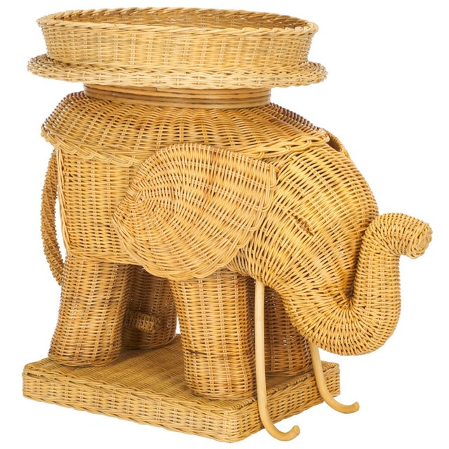Balford Elephant Rattan Accent Table in Natural For Sale In Philadelphia - Image 6 of 9