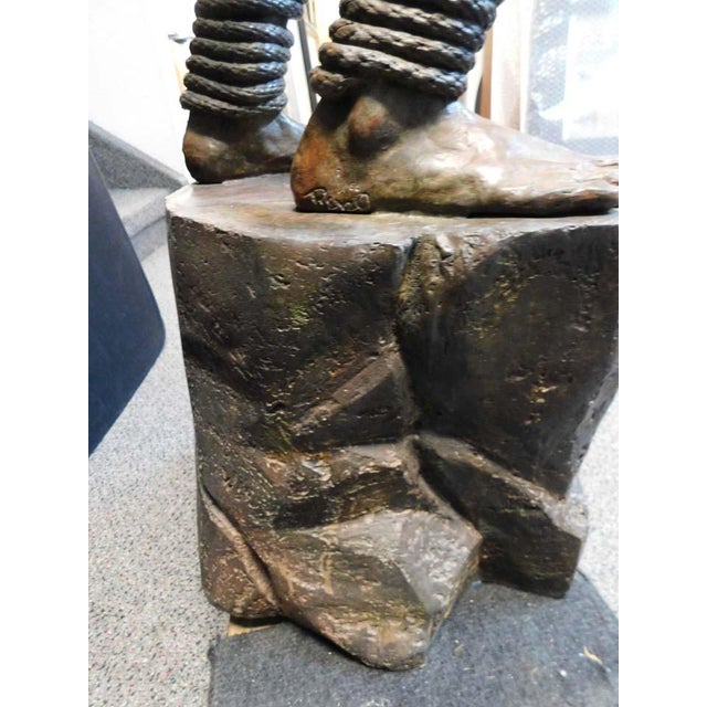 Metal Renzo "Awake" Bronze Sculpture Hand Signed Artwork 58h X 26w X 16d For Sale - Image 7 of 17
