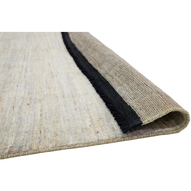 Modern Modern Gabbeh Style Room Size Wool Rug in Beige & Gray Colors For Sale - Image 3 of 9