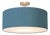 Stretch Semi Flush Mount, Turquoise Linen Shade, Weathered Brass For Sale