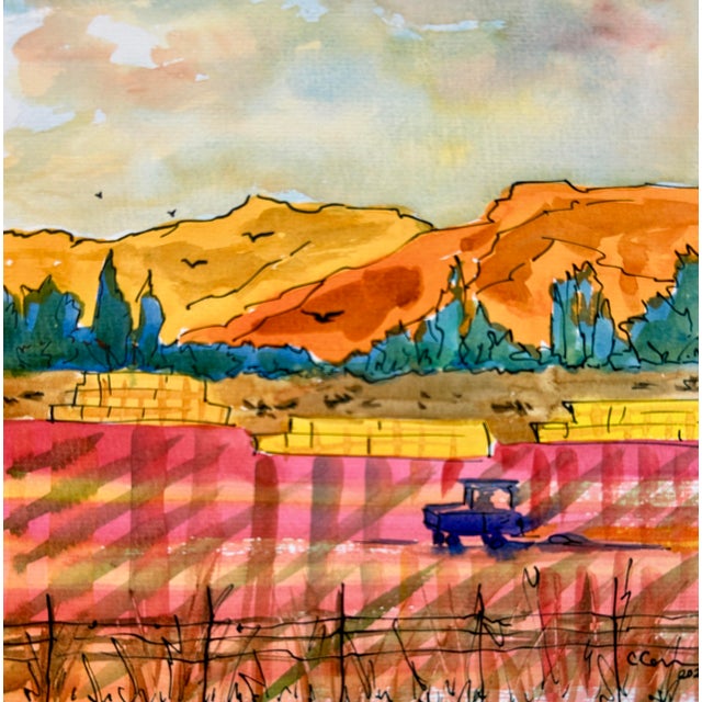 One professional Giclee print of my watercolor painting “Making Hot Pink Hay”. This is the view from my art studio window....