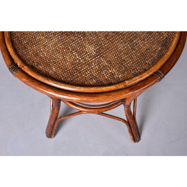 Wood French Mid-Century Bent Rattan & Bamboo Side Table For Sale - Image 7 of 12