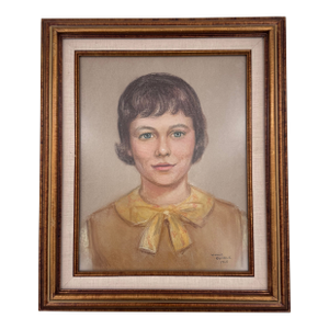 Vintage 1965 Winnie Rumble Pastel Portrait of a Young Girl